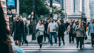 people walking in the street