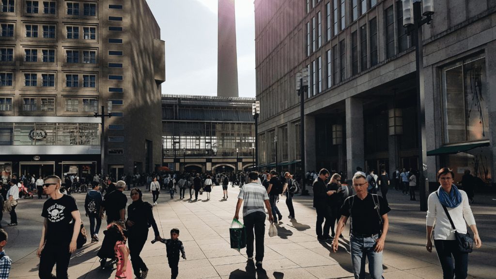 people walking in the street