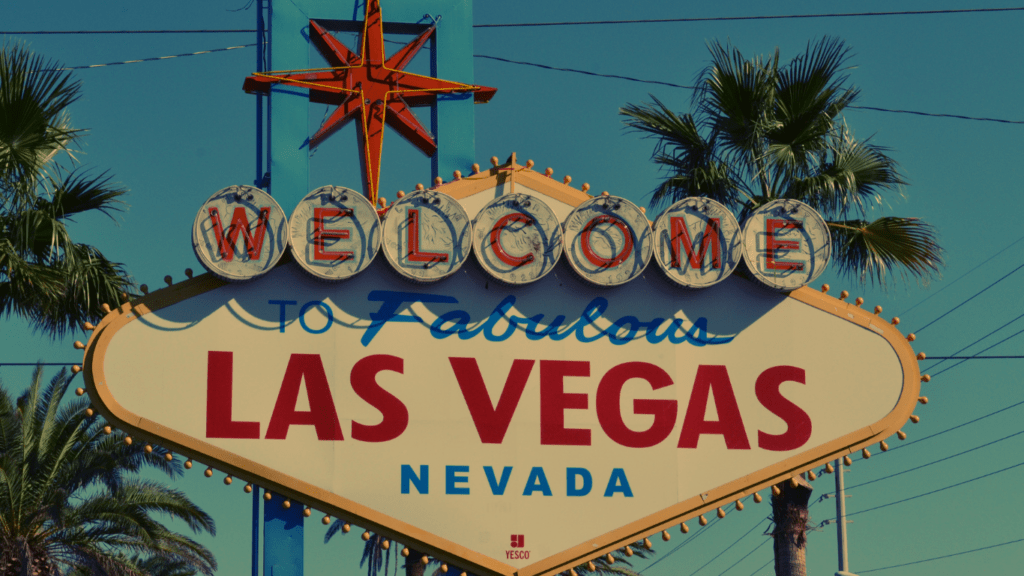 the welcome to fabulous las vegas sign is lit up